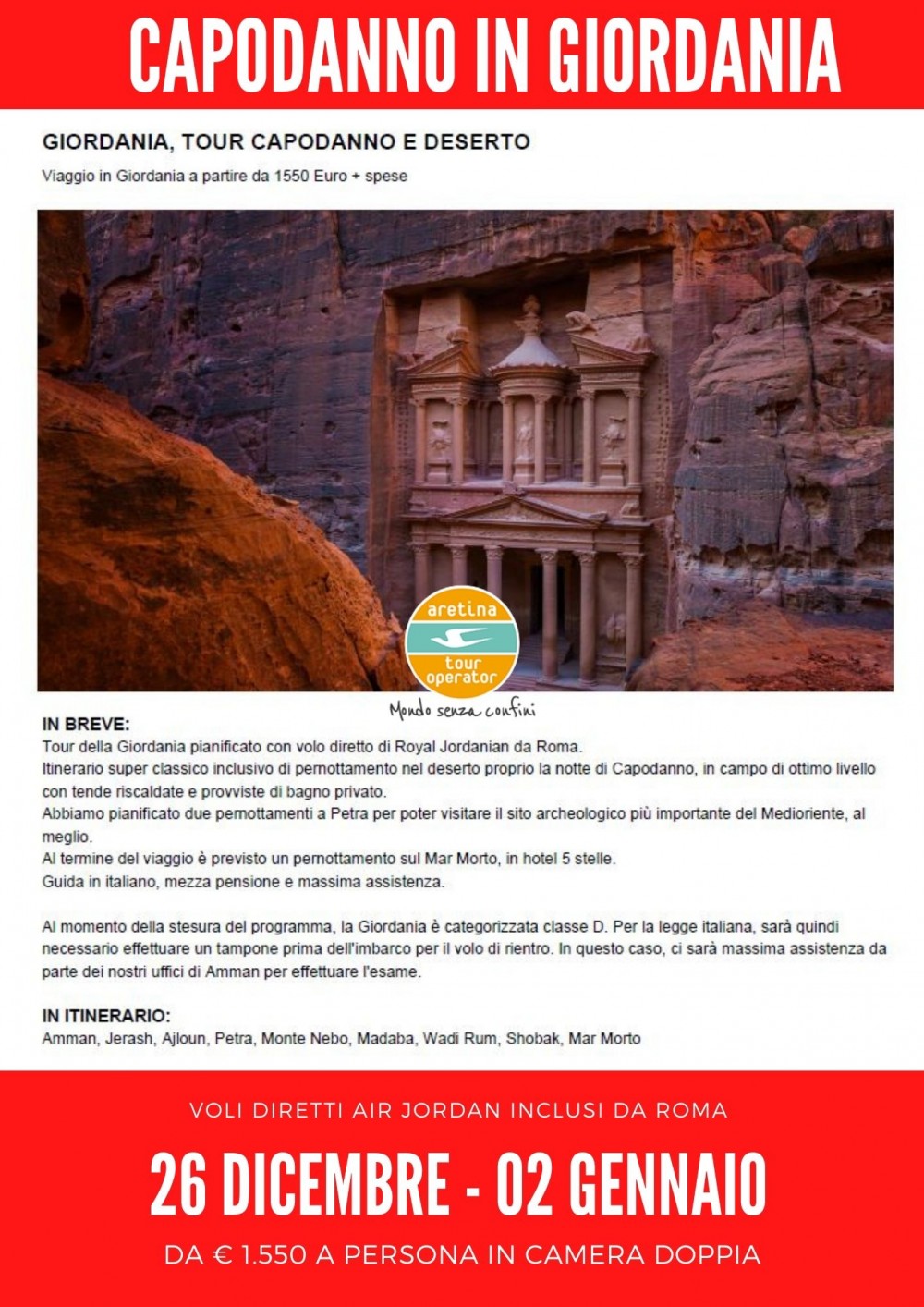 tour gruppo Giordania capodanno